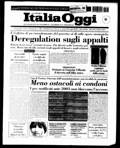 Italia oggi : quotidiano di economia finanza e politica